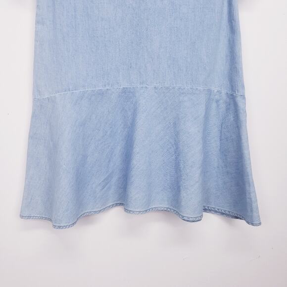 Zara Kids New with Tags Girls Denim Chambray Ruffle Dress Size 9 - Picture 2 of 10